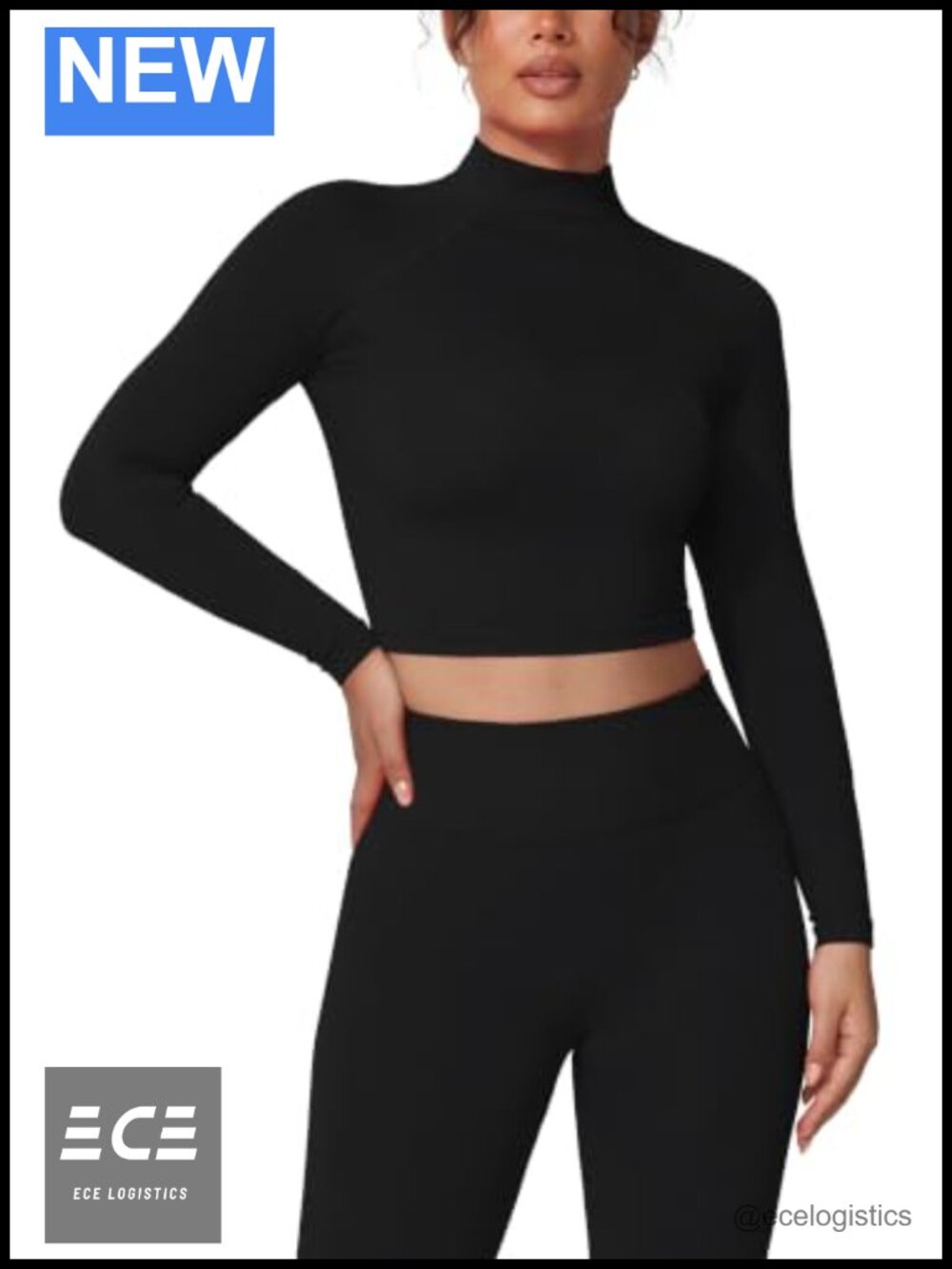 Women 2 Piece Workout Set Mock Neck Crop Top Seamless Leggings